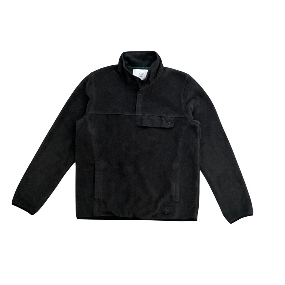 Herschel Sherpa Fleece Pullover‎ Dark Gray Snap Neck Pocket Mens Size L Outdoor